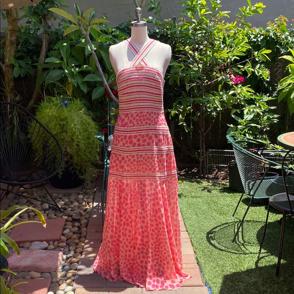 PatBO Pink and White Maxi Dress